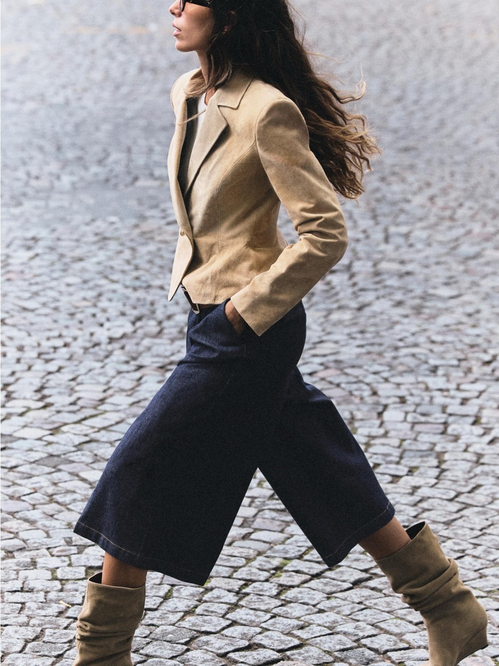 Zara LEATHER CROPPED BLAZER WITH SHOULDER PADS 3046/283/711 - Picture 5 of 7